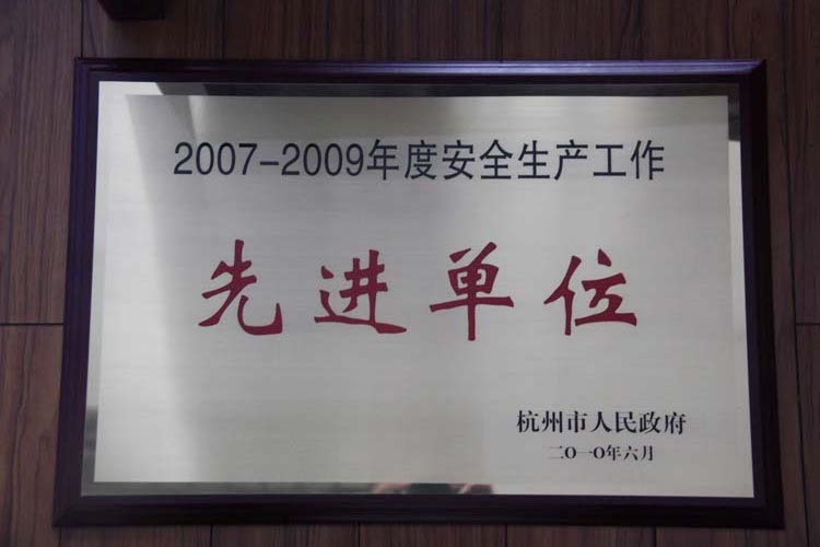 EWC电竞官网获评荆门市人民当局“2007-2009年度安全出产工作先进单元”
